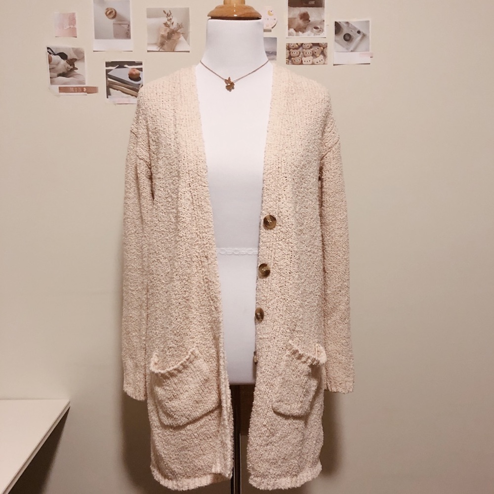 Beige Popcorn Cardigan - Picture 2 of 7